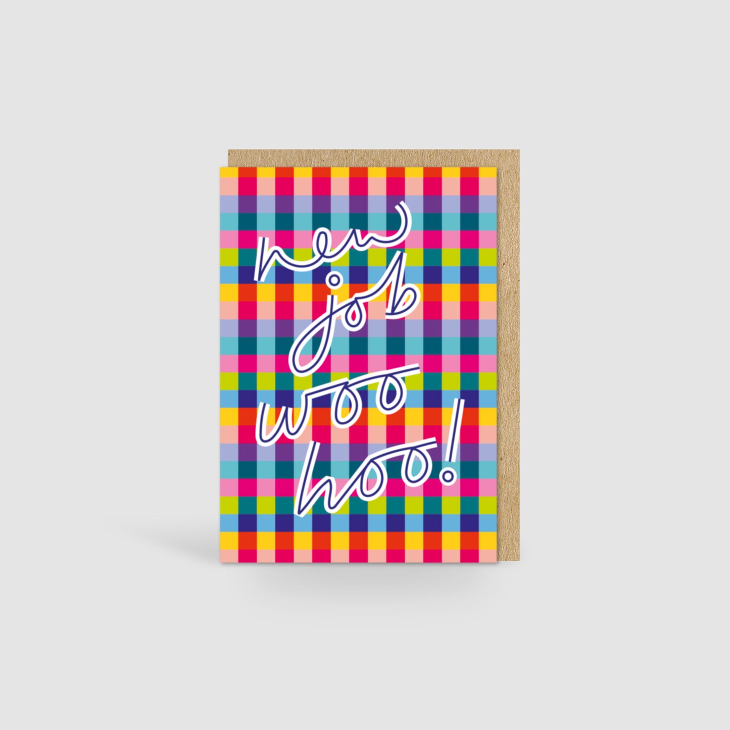 New Job Woo Hoo | Multicolour Gingham Check Card