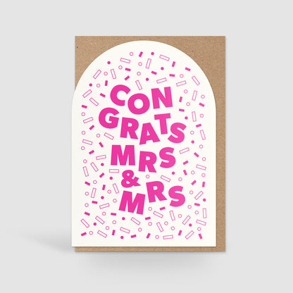 Mrs & Mrs Wedding Card, Pink