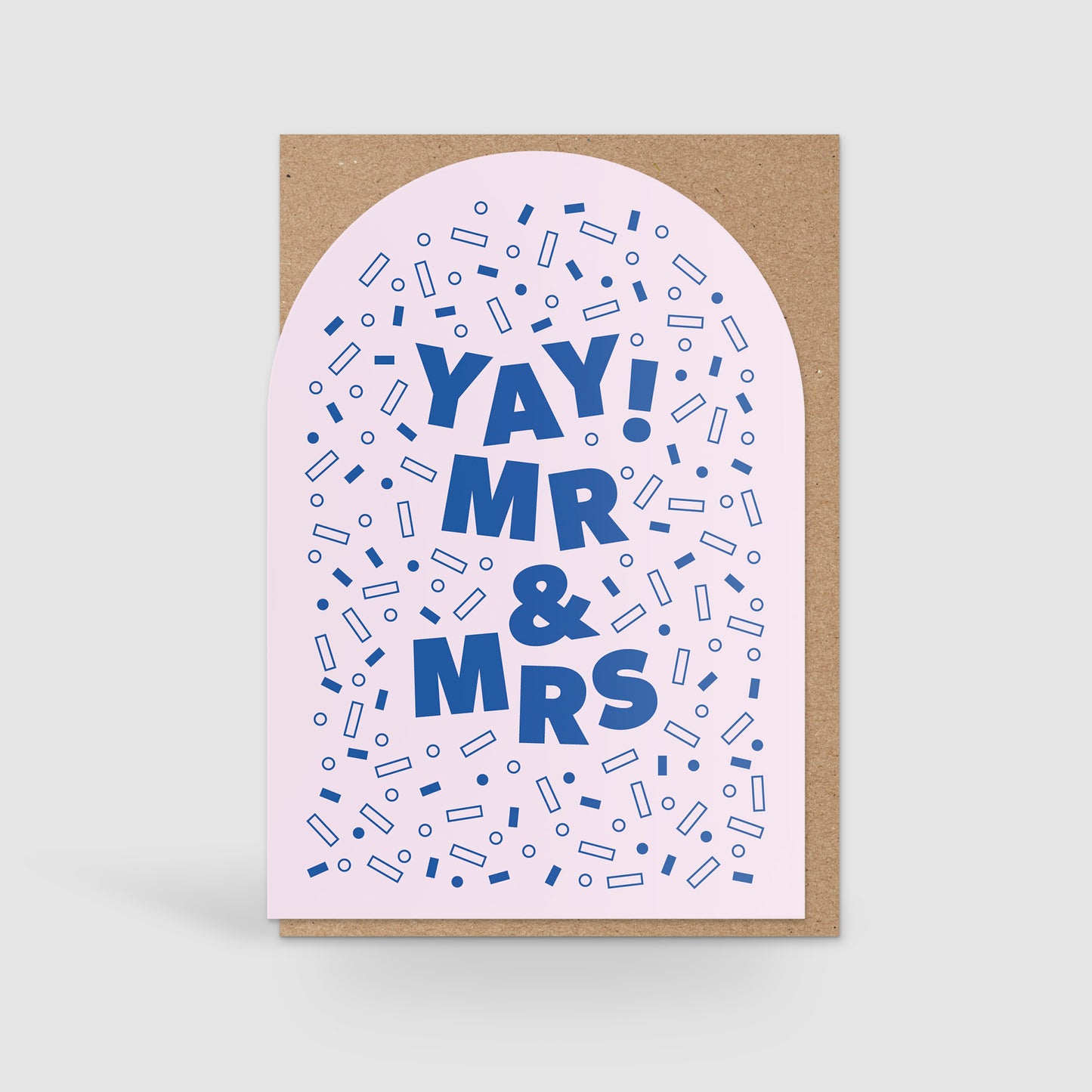 Mr & Mrs Wedding Card, Navy & Pink