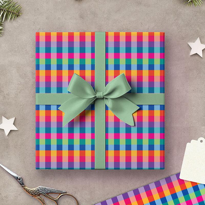 Festive Colourful Checked Wrapping Paper