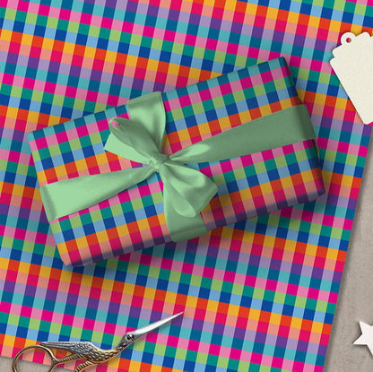 Festive Colourful Checked Wrapping Paper