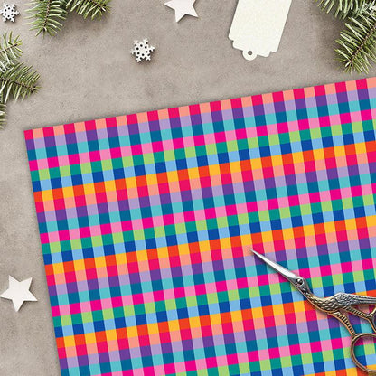 Festive Colourful Checked Wrapping Paper