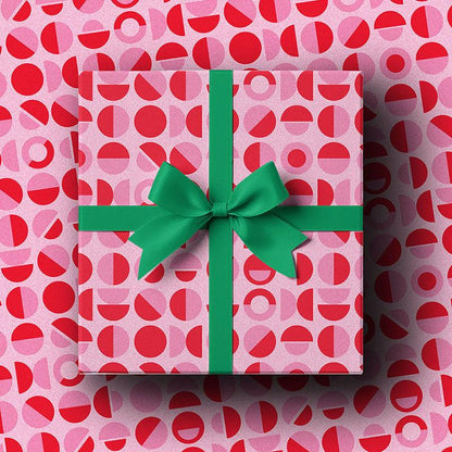 Festive Red & Pink Geometric Patterned Wrapping Paper