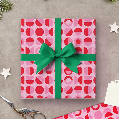 Festive Red & Pink Geometric Patterned Wrapping Paper