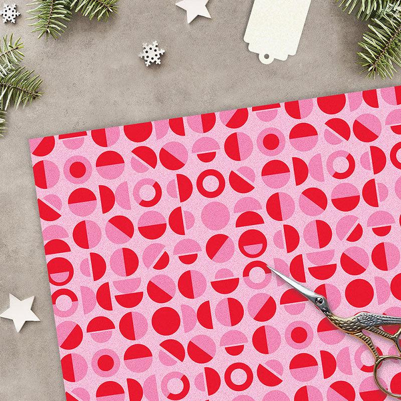 Festive Red & Pink Geometric Patterned Wrapping Paper