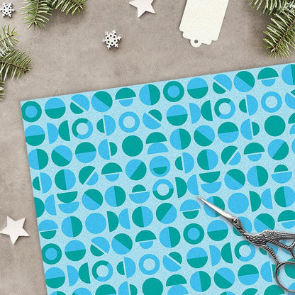 Festive Green & Blue Geometric Patterned Wrapping Paper