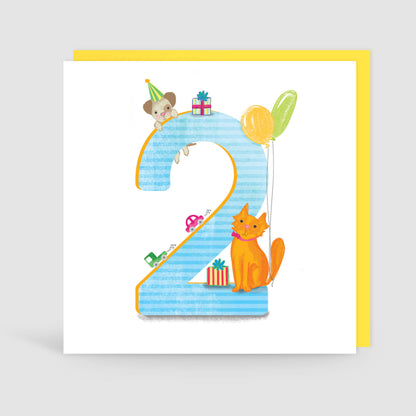 Age 2 Birthday Bunch Animal Card