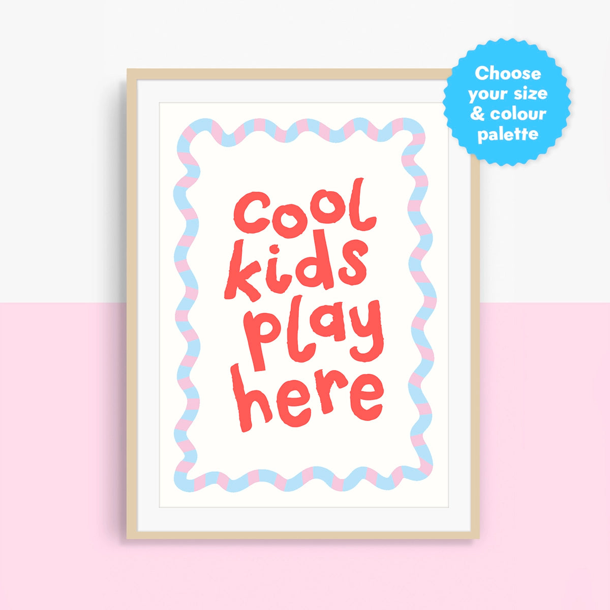 Cool Kids Play Here Personalised Print | Green Lettering