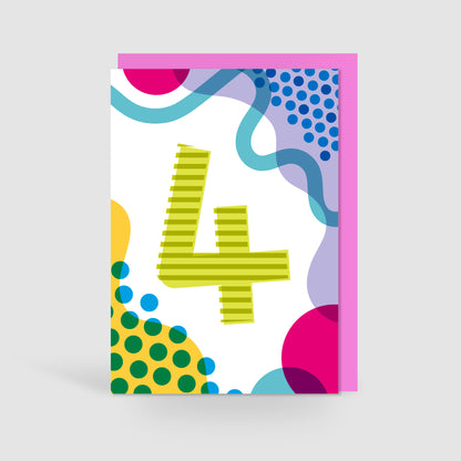 Age 4 Colourful Geometric Pattern Kids Birthday Card