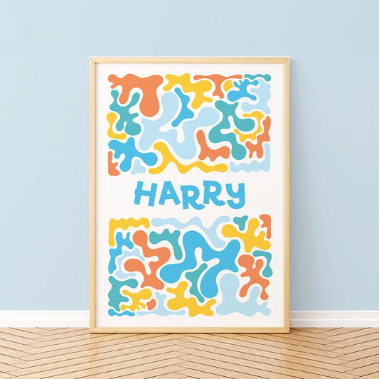 Bold & Bright Abstract Splash Children's Name Print