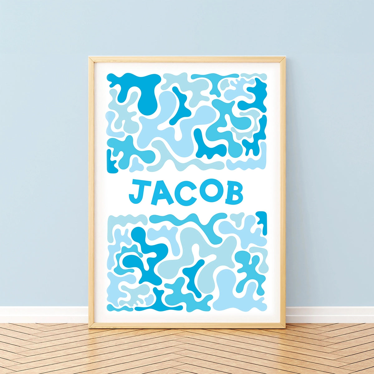 Cool Blues Abstract Splash Children's Name Print