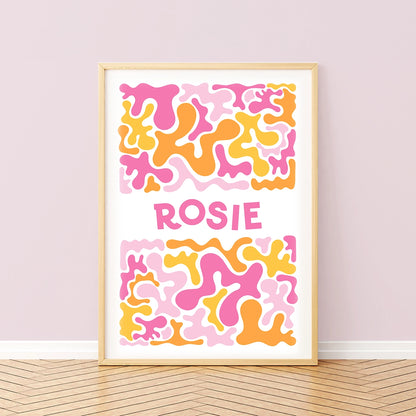 Funky Retro Abstract Splash Children's Name Print