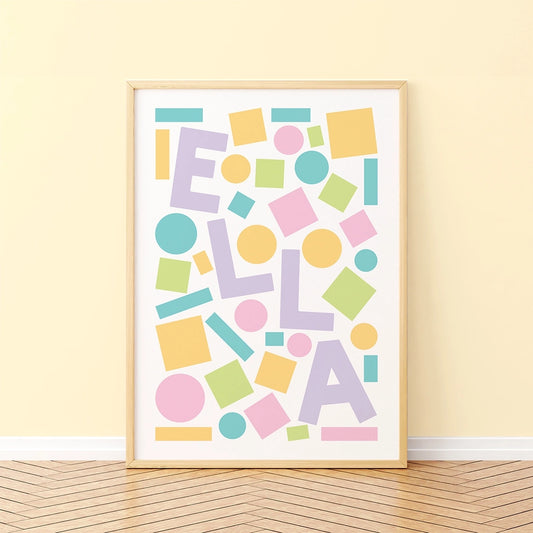 Pretty Pastels Abstract Personalised Children's Name Print