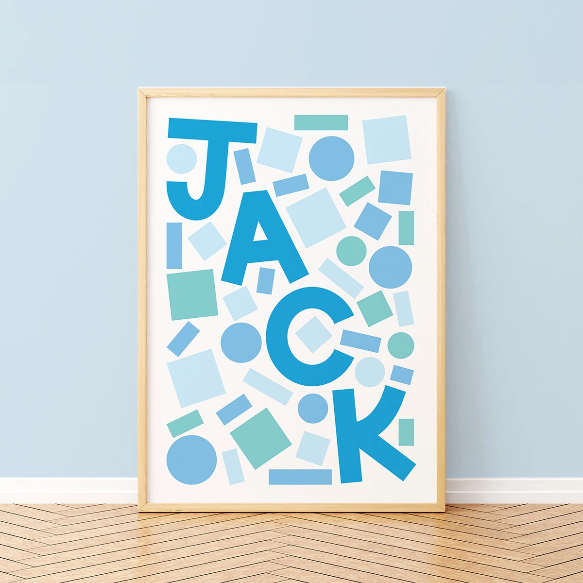 Cool Blues Abstract Personalised Children's Name Print