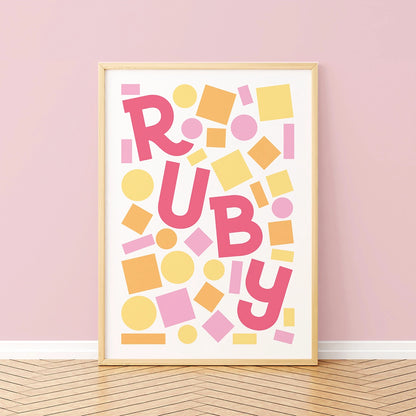 Warm & Sunny Abstract Personalised Children's Name Print