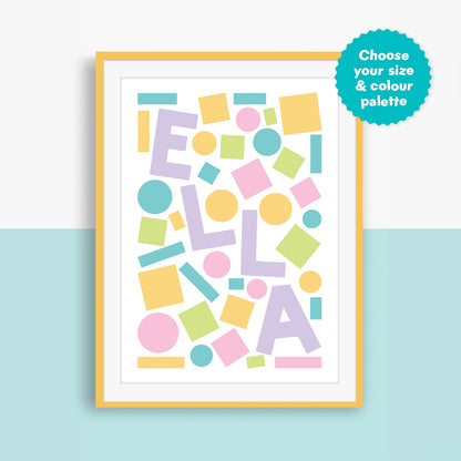 Bold & Bright Abstract Personalised Children's Name Print