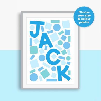 Bold & Bright Abstract Personalised Children's Name Print