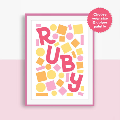 Bold & Bright Abstract Personalised Children's Name Print