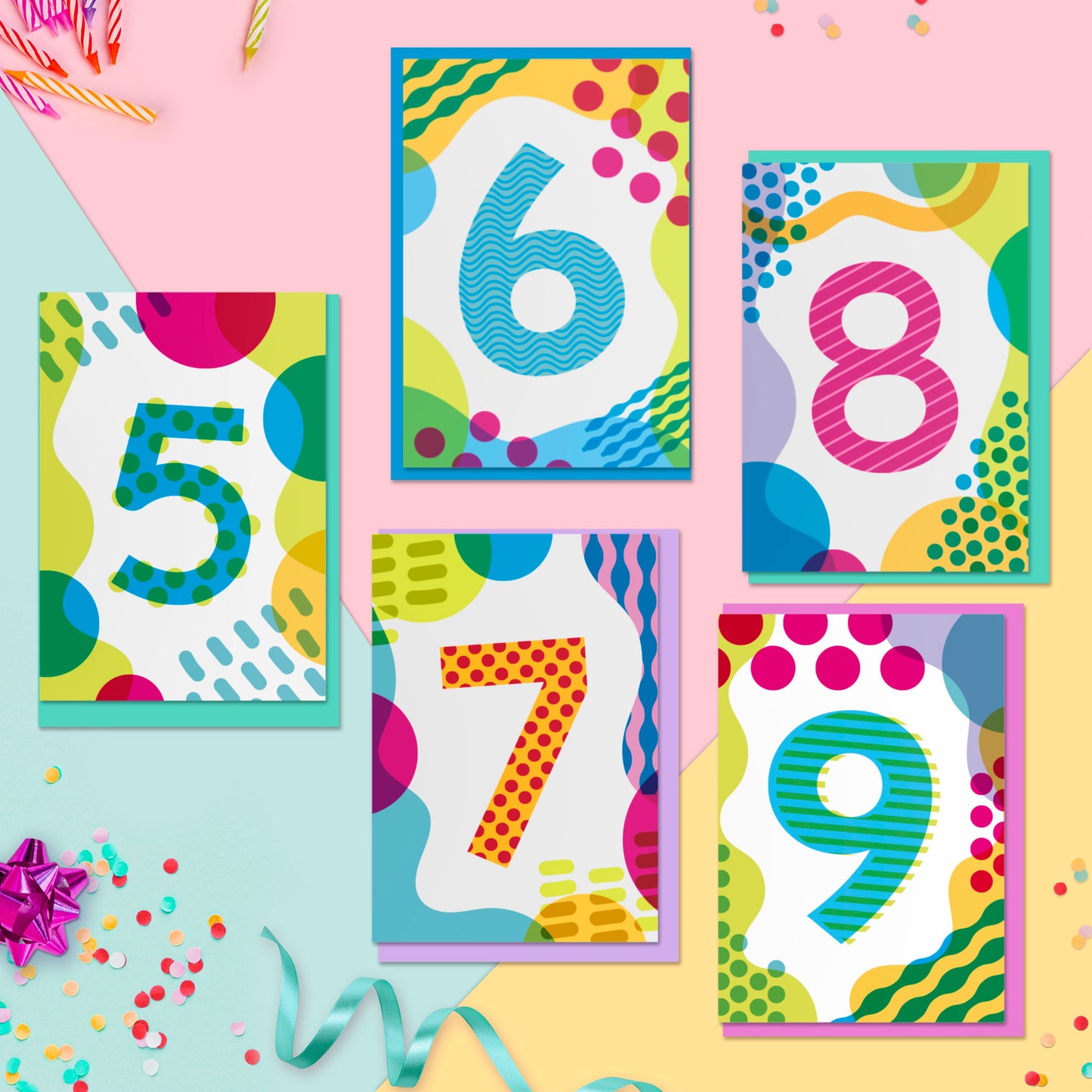 Age 5 Colourful Geometric Pattern Kids Birthday Card