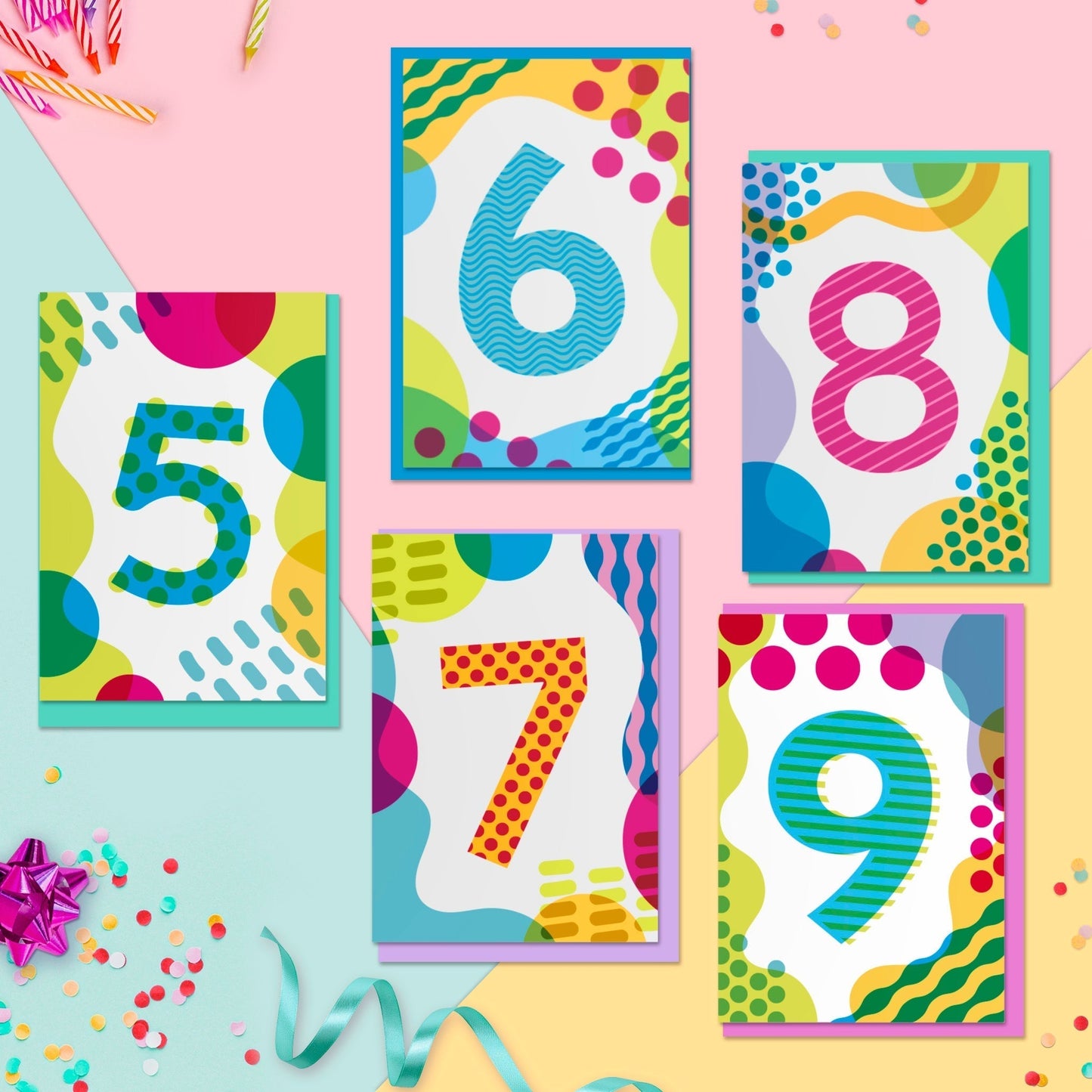 Age 9 Colourful Geometric Pattern Kids Birthday Card