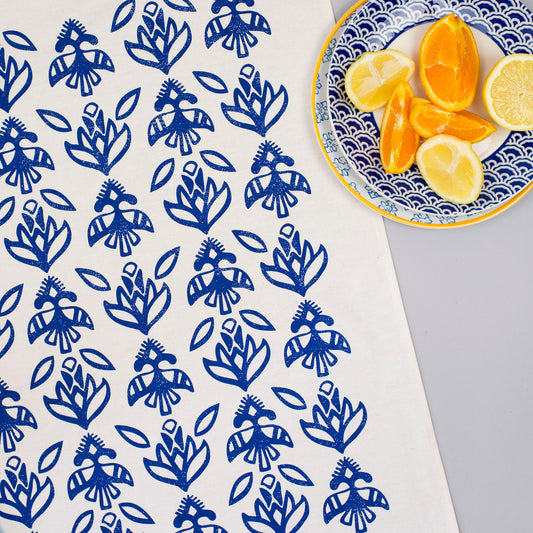 Floral Navy Tea Towel