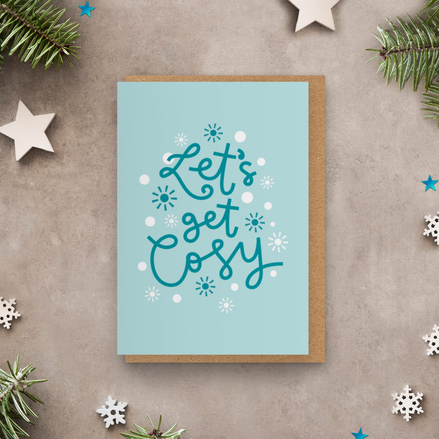 Top Of The Naughty List - Candy Cane Blue & Turquoise Lettering Christmas Card