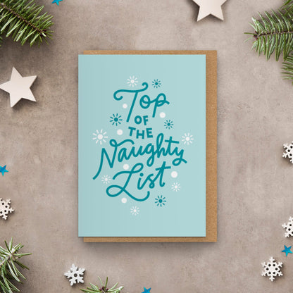 Let's Get Cosy Candy Cane Blue & Turquoise Christmas Card