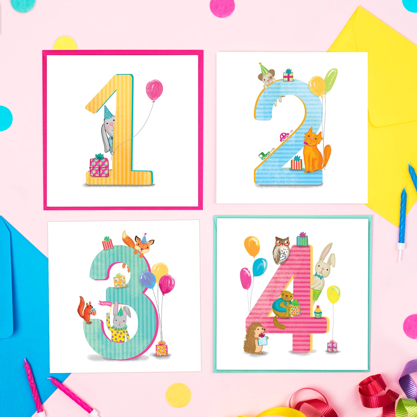 Age 1 Birthday Bunch Animal Card