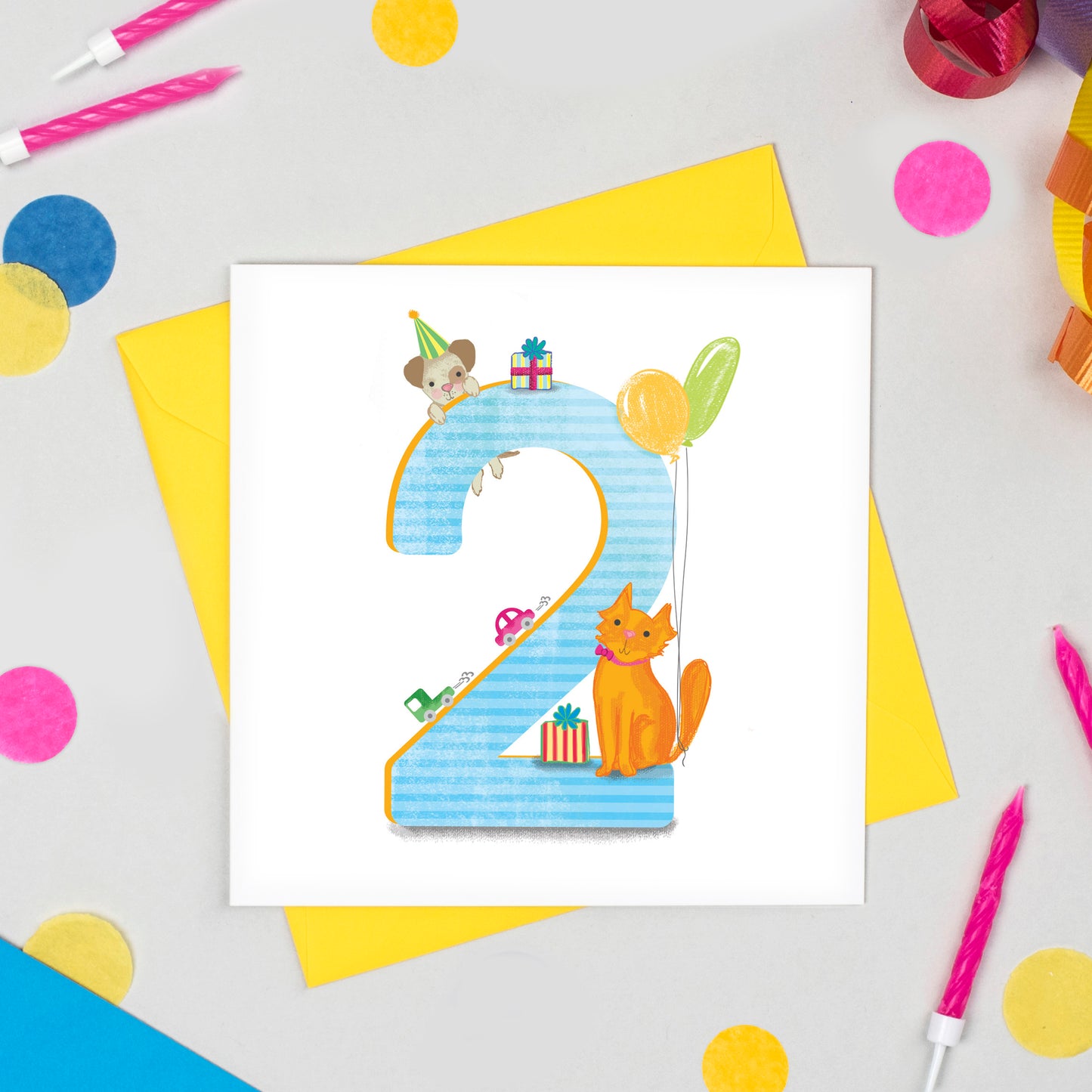 Age 2 Birthday Bunch Animal Card