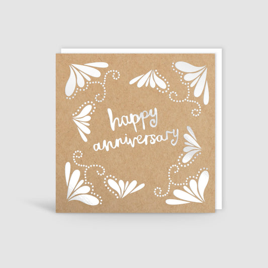 Happy Anniversary Silver Foil Card