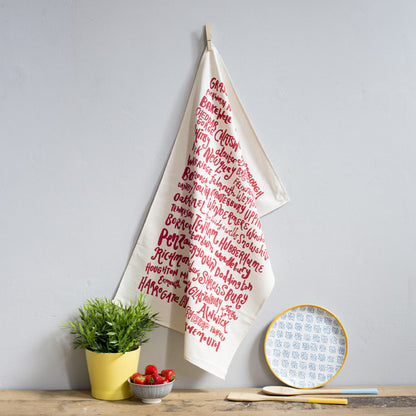 English Place Names Tea Towel