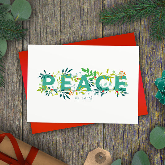 Peace On Earth Holly Jolly Christmas Card